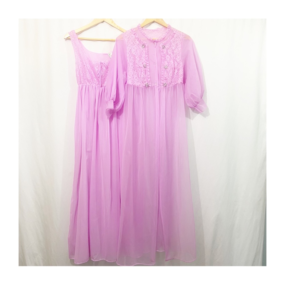 Vintage Pink Lace Nightgown Set